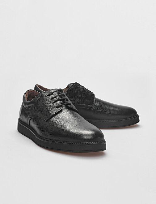 Hakiki Deri Siyah Bağcıklı Erkek Günlük Ayakkabı - Görsel 5