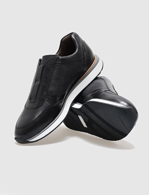 Hakiki Deri Siyah Erkek Spor Ayakkabı - Görsel 5