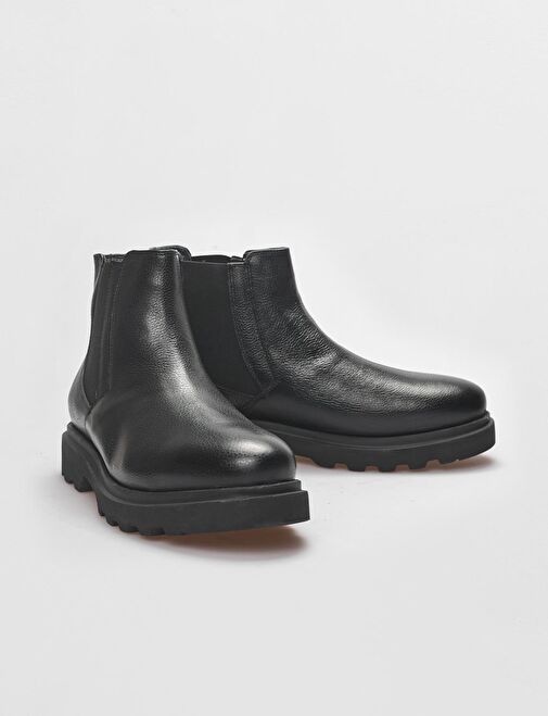 Hakiki Deri Siyah İçi Kürklü Erkek Günlük Bot - Görsel 5