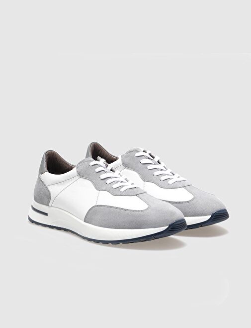 Cabani Ayakkabı Gri-Beyaz Erkek Deri Sneaker 121545 - Görsel 3