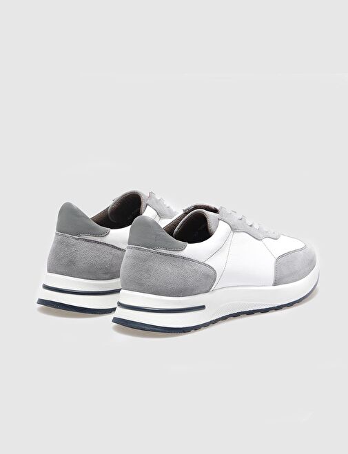 Cabani Ayakkabı Gri-Beyaz Erkek Deri Sneaker 121545 - Görsel 4