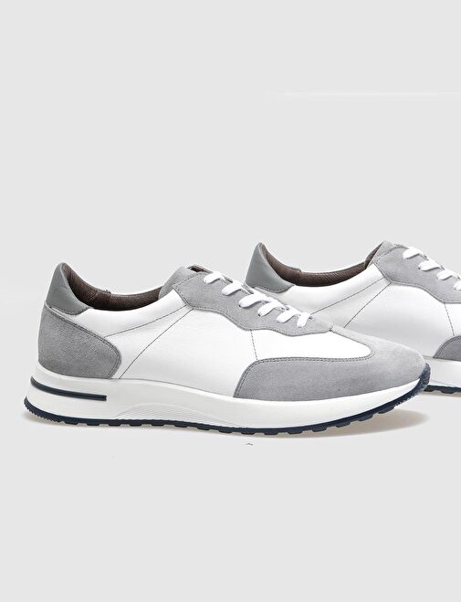 Cabani Ayakkabı Gri-Beyaz Erkek Deri Sneaker 121545 - Görsel 5