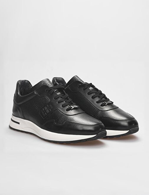 Hakiki Deri Siyah Kürklü Bağcıklı Erkek Spor Ayakkabı - Görsel 3