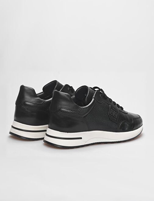 Hakiki Deri Siyah Kürklü Bağcıklı Erkek Spor Ayakkabı - Görsel 4