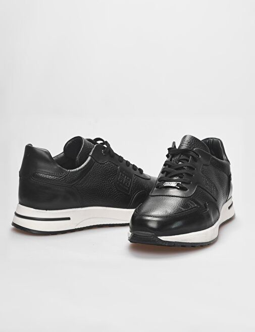 Hakiki Deri Siyah Kürklü Bağcıklı Erkek Spor Ayakkabı - Görsel 5