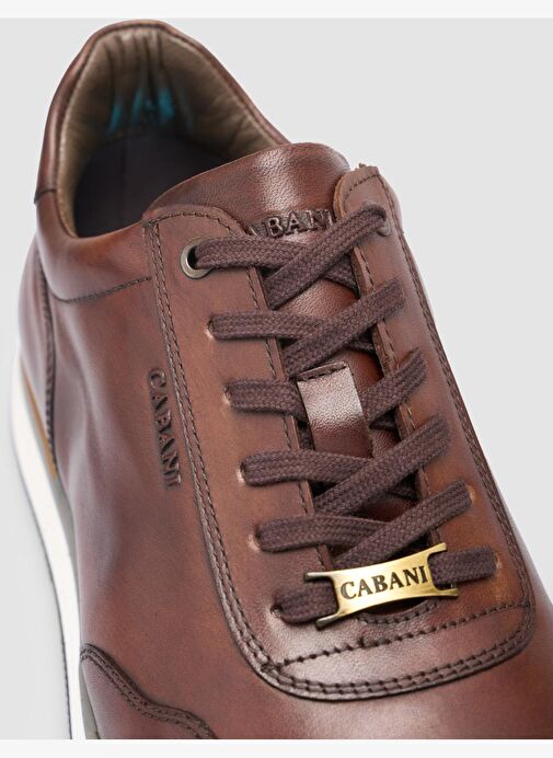 %100 Hakiki Deri Kahverengi Bağcıklı Erkek Spor Ayakkabı - Görsel 7