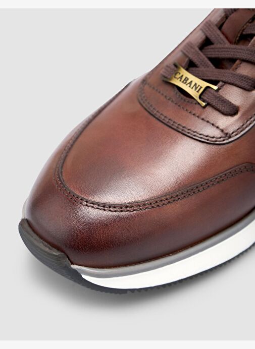 %100 Hakiki Deri Kahverengi Bağcıklı Erkek Spor Ayakkabı - Görsel 8