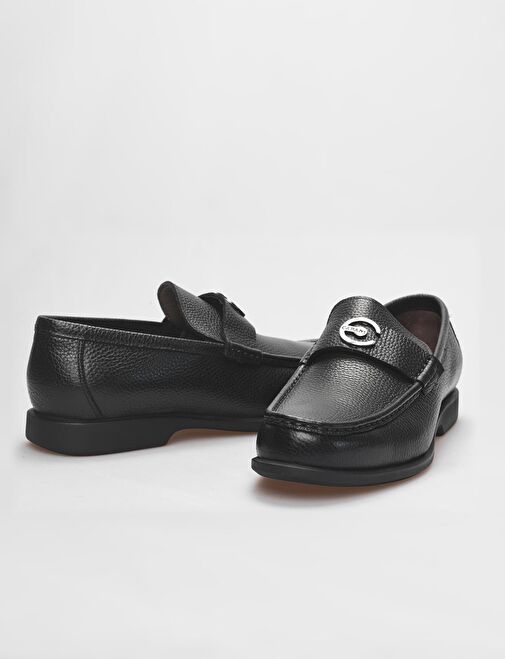 Hakiki Deri Siyah Tokalı Erkek Günlük Ayakkabı - Görsel 5