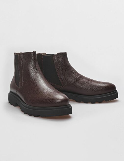 Hakiki Deri Kahverengi İçi Kürklü Erkek Chelsea Bot - Görsel 5