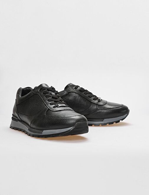 Hakiki Deri Siyah Kürklü Erkek Spor Ayakkabı - Görsel 5