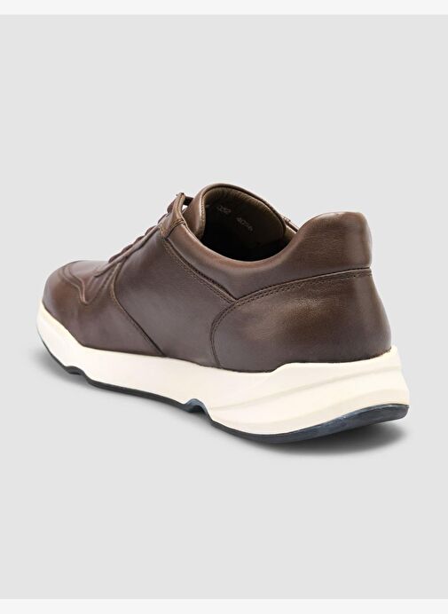 %100 Hakiki Deri Kahverengi Bağcıklı Erkek Günlük Ayakkabı - Görsel 6