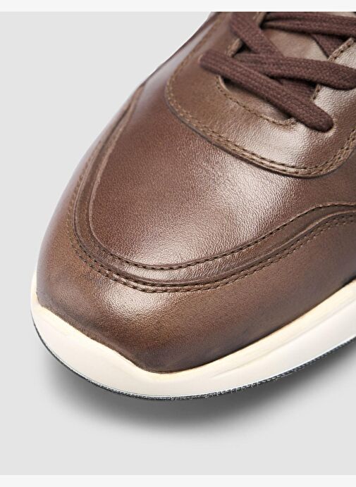 %100 Hakiki Deri Kahverengi Bağcıklı Erkek Günlük Ayakkabı - Görsel 8