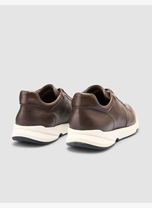 %100 Hakiki Deri Kahverengi Bağcıklı Erkek Günlük Ayakkabı - Görsel 4