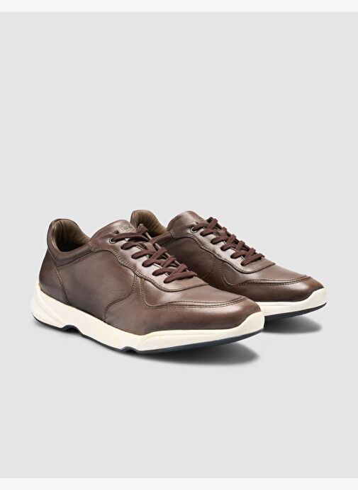 %100 Hakiki Deri Kahverengi Bağcıklı Erkek Günlük Ayakkabı - Görsel 3