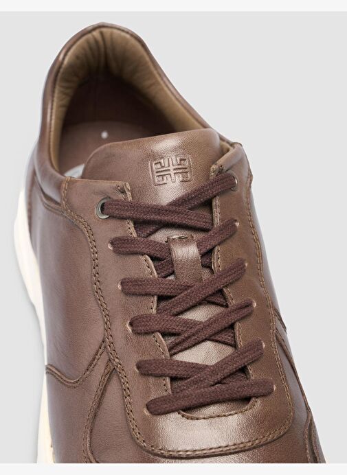 %100 Hakiki Deri Kahverengi Bağcıklı Erkek Günlük Ayakkabı - Görsel 7