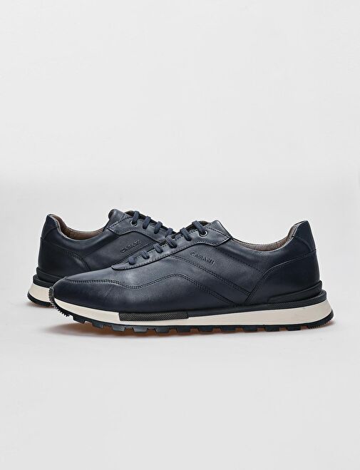 Hakiki Deri Lacivert Bağcıklı Erkek Spor Ayakkabı - Görsel 5