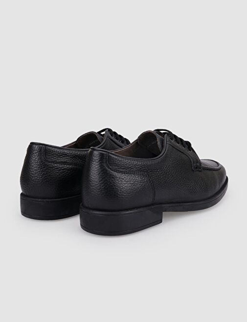 %100 Hakiki Deri Siyah Bağcıklı Erkek Günlük Ayakkabı - Görsel 4