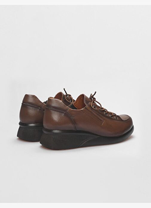 Hakiki Deri Taba Bağcıklı Kadın Comfort Ayakkabı - Görsel 4