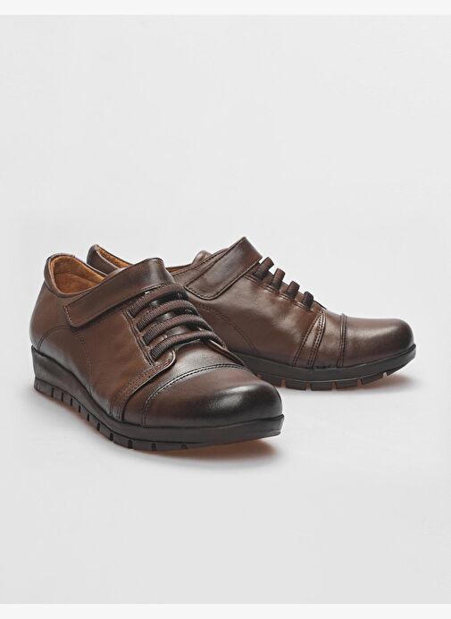 Hakiki Deri Taba Cırt Kapamalı Kadın Comfort Ayakkabı - Görsel 5