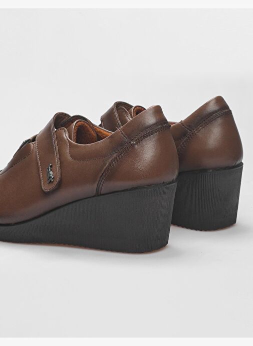 Hakiki Deri Taba Cırt Cırt Kapamalı Kadın Comfort Ayakkabı - Görsel 5