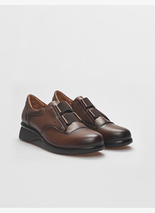 Hakiki Deri Taba Lastikli Kadın Comfort Ayakkabı - Görsel 3