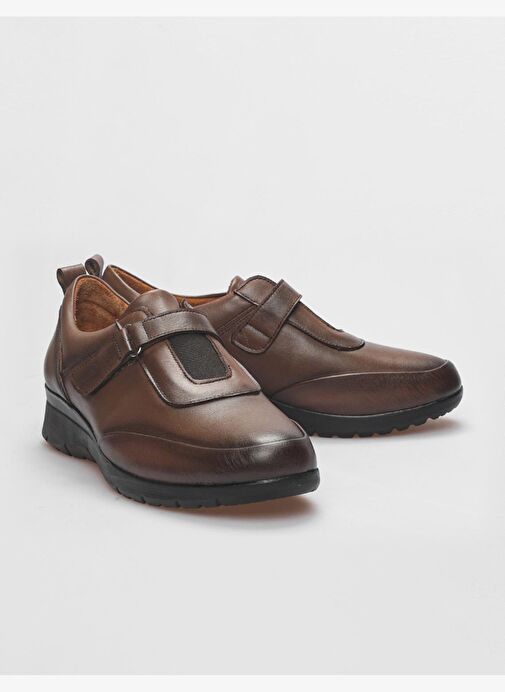 Hakiki Deri Taba Cırt Kapamalı Kadın Comfort Ayakkabı - Görsel 5