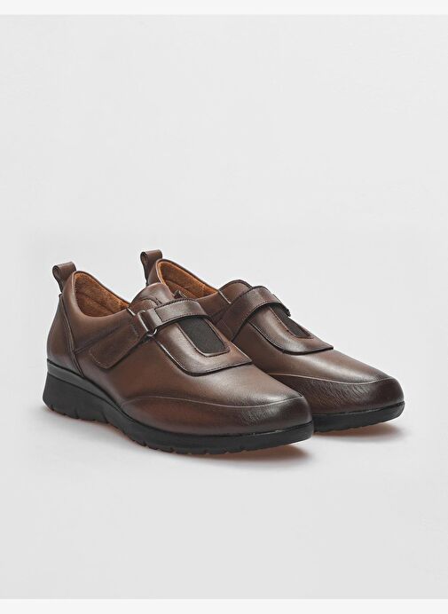 Hakiki Deri Taba Cırt Kapamalı Kadın Comfort Ayakkabı - Görsel 3