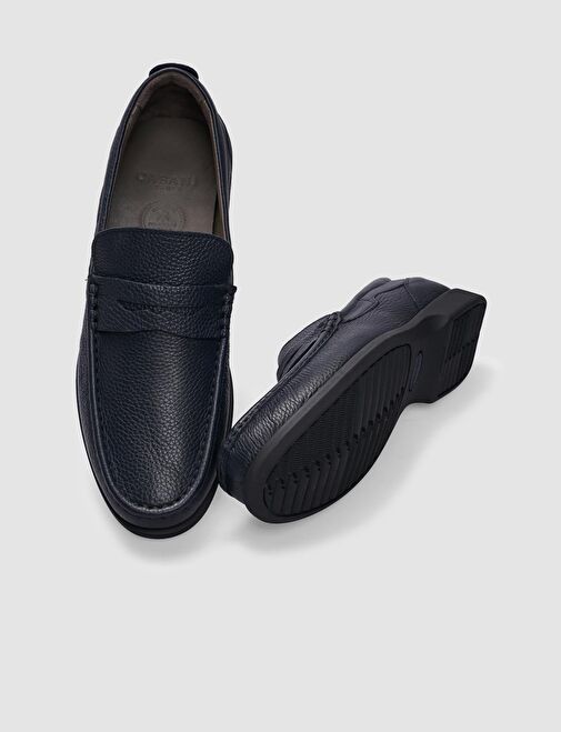 Hakiki Deri Lacivert Erkek Günlük Ayakkabı - Görsel 5