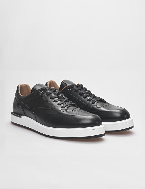 Hakiki Deri Siyah Bağcıklı Erkek Günlük Ayakkabı - Görsel 3