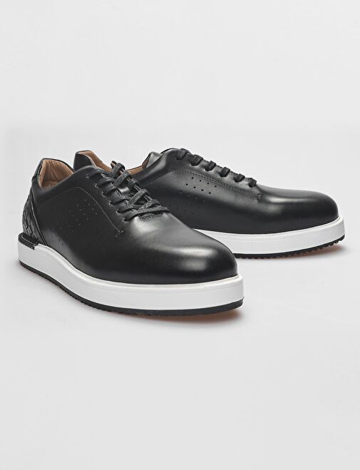 Hakiki Deri Siyah Bağcıklı Erkek Günlük Ayakkabı - Görsel 5