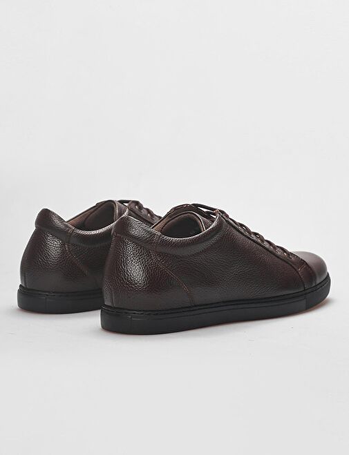 Hakiki Deri Kahverengi Bağcıklı Erkek Sneaker - Görsel 4