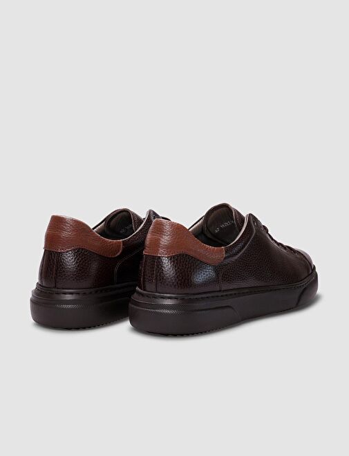 Hakiki Deri Kahverengi Bağcıklı Erkek Sneaker - Görsel 4