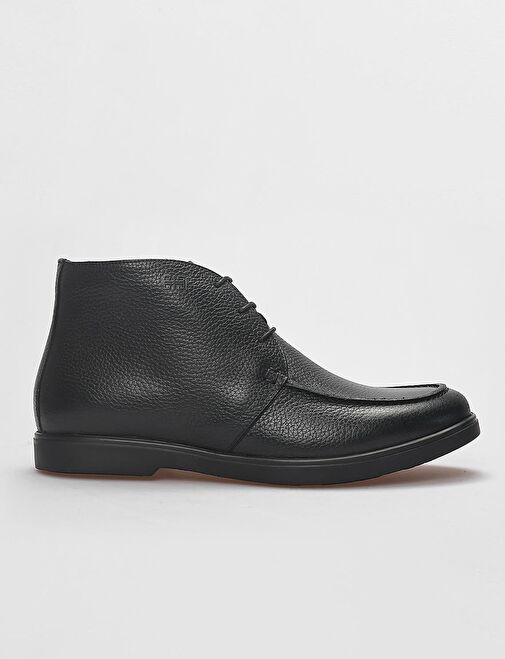 Hakiki Deri Siyah Fermuarlı Erkek Günlük Bot - Görsel 2
