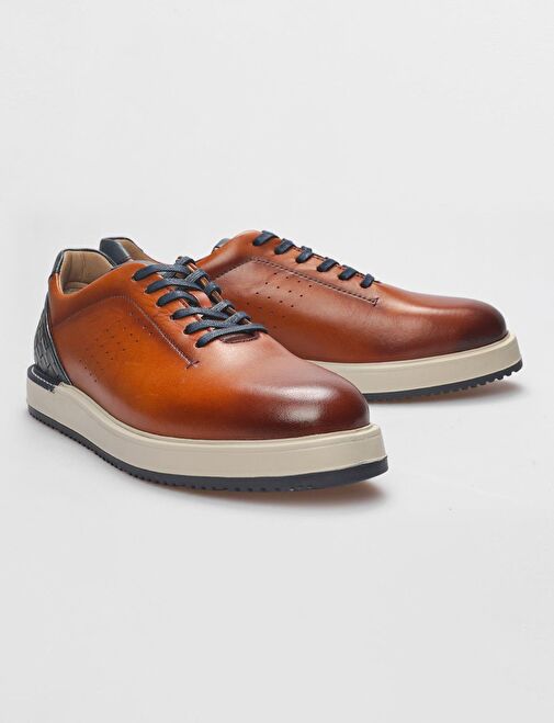 Hakiki Deri Taba Bağcıklı Erkek Günlük Ayakkabı - Görsel 5
