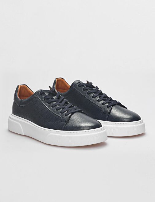 Harrow Hakiki Deri Lacivert Bağcıklı Erkek Spor Ayakkabı - Görsel 3