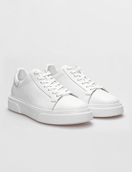 Harrow Hakiki Deri Beyaz Bağcıklı Erkek Spor Ayakkabı - Görsel 3