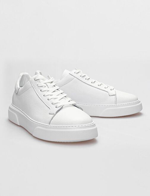 Harrow Hakiki Deri Beyaz Bağcıklı Erkek Spor Ayakkabı - Görsel 5