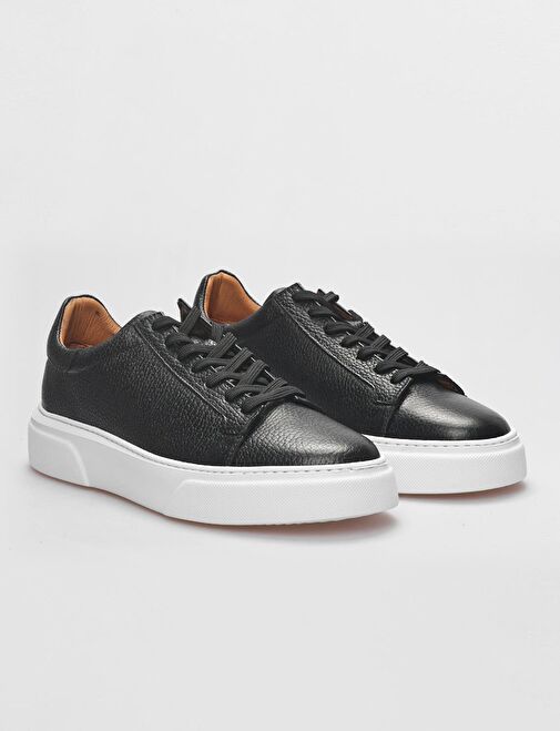 Harrow Hakiki Deri Siyah Bağcıklı Erkek Spor Ayakkabı - Görsel 3