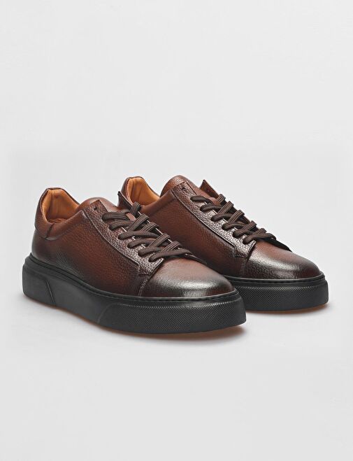 Harrow Hakiki Deri Taba Bağcıklı Erkek Sneaker Ayakkabı - Görsel 3
