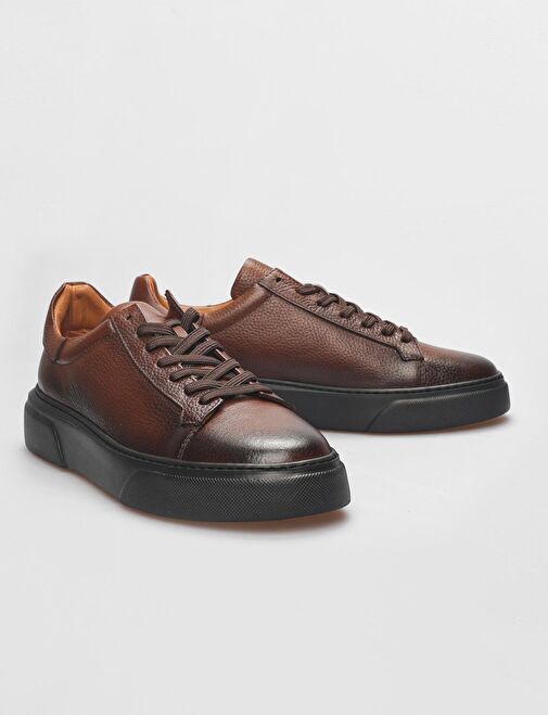 Harrow Hakiki Deri Taba Bağcıklı Erkek Sneaker Ayakkabı - Görsel 5