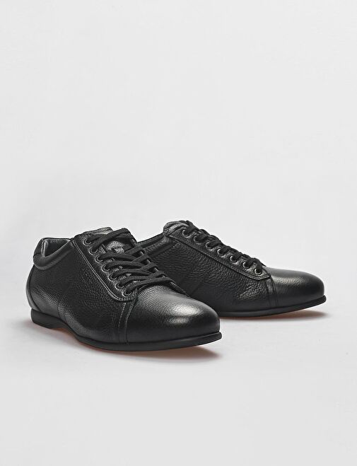 Hakiki Deri Siyah Bağcıklı Erkek Günlük Ayakkabı - Görsel 5