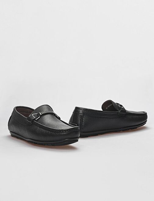 Hakiki Deri Siyah Toka Detaylı Erkek Loafer - Görsel 5