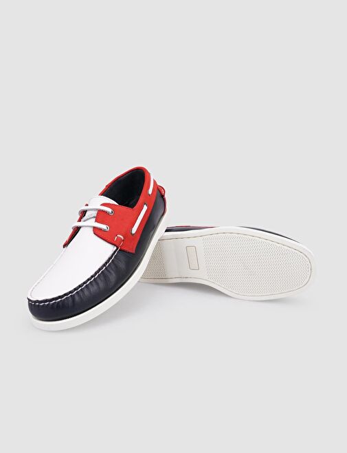 Cabani Ayakkabı Lacivert-Kırmızı-Beyaz Erkek Deri Günlük Ayakkabı 102531SC - Görsel 5