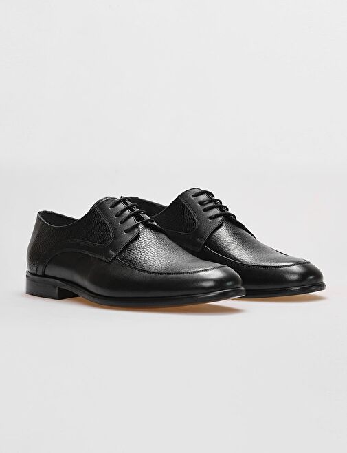 Hakiki Deri Siyah Bağcıklı Erkek Klasik Ayakkabı - Görsel 3