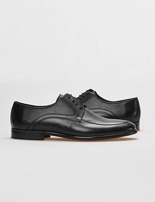 Hakiki Deri Siyah Bağcıklı Erkek Klasik Ayakkabı - Görsel 5