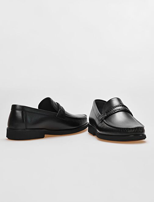 Hakiki Deri Siyah Kemer Detaylı Erkek Klasik Ayakkabı - Görsel 5