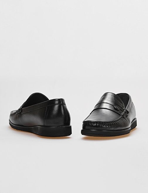 Hakiki Deri Siyah Kemer Detaylı Erkek Günlük Ayakkabı - Görsel 5