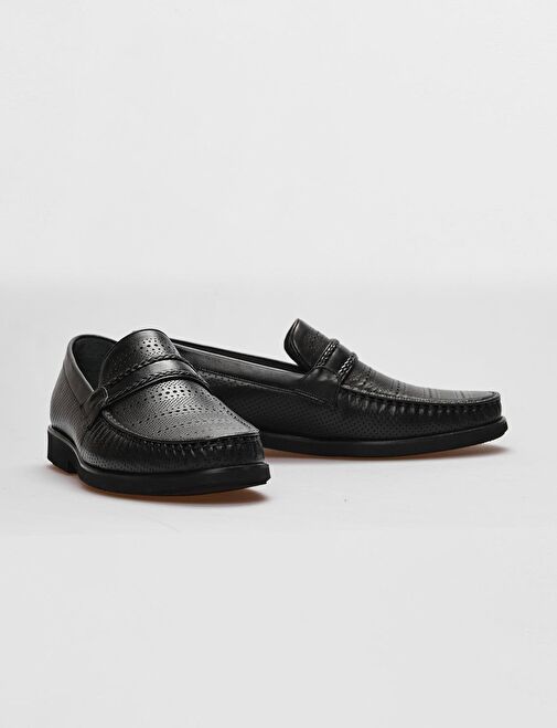 Hakiki Deri Siyah Kemer Detaylı Erkek Klasik Ayakkabı - Görsel 5