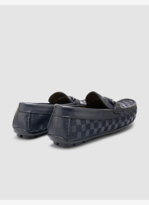 %100 Hakiki Deri Lacivert Toka Detaylı Erkek Loafer - Görsel 4
