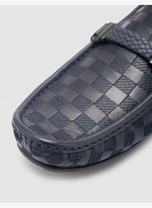 %100 Hakiki Deri Lacivert Toka Detaylı Erkek Loafer - Görsel 8